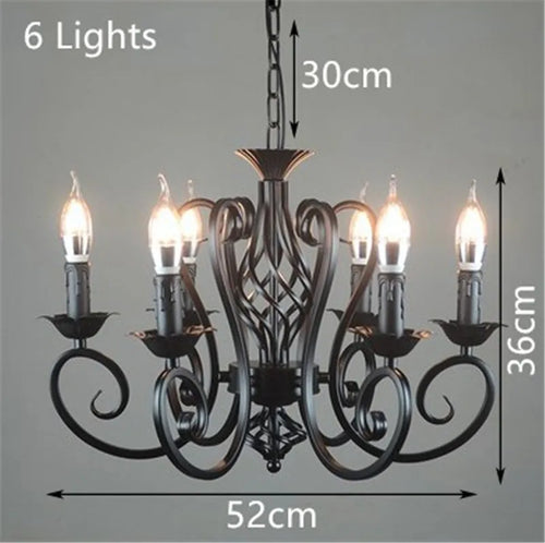 lustre industriel rétro en fer forgé chandelier vintage suspendu - vue 3 sur 6