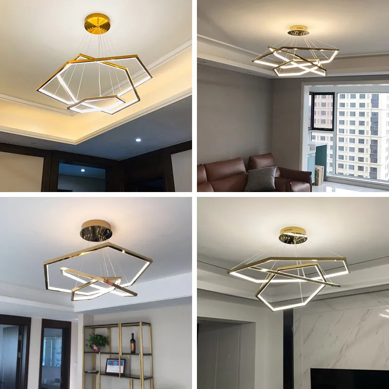 lustre led moderne en acier inoxydable pour intérieur créatif - vue 7 sur 8