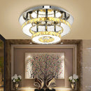 lustre moderne en acier inoxydable avec cristaux et led