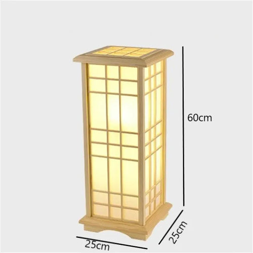 lampadaire carré en chêne massif style tatami japonais led - vue 8 sur 8
