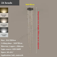 lustre led rectangulaire moderne en cuivre pour escaliers et loft