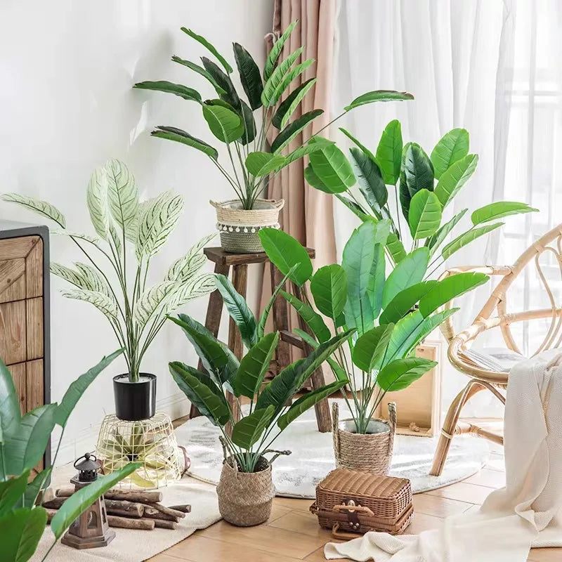 grand bananier artificiel feuilles tropicales pour décoration intérieure et extérieure - vue 4 sur 8