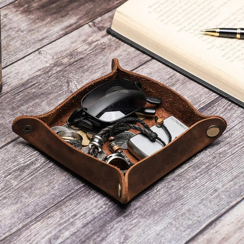plateau de rangement en cuir pour organisation quotidienne - vue 3 sur 6