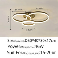 1/2/3 Rings LED Ceiling Lights For Bedroom Dining Room Living Room Kitchen Studyroom Villa Foyer Office Indoor Simple Home Lamps