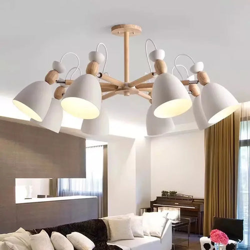 lustre moderne bois massif simple plafond hôtel - vue 5 sur 19