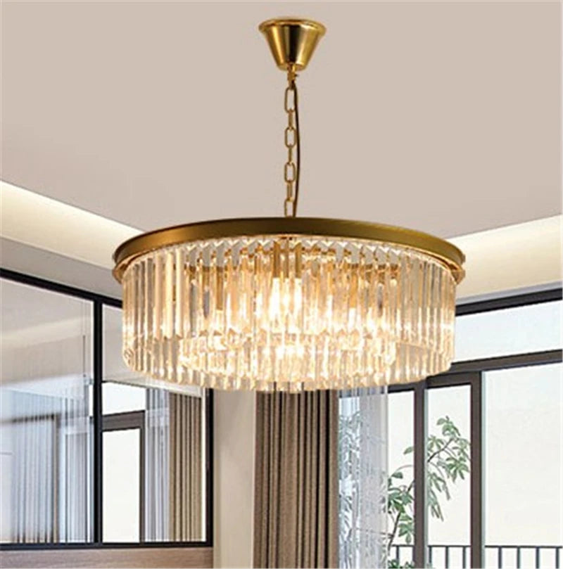 lustre rond en cristal design suspendu en verre transparent - vue 4 sur 6
