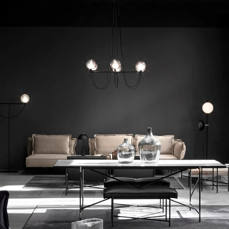 lustre villa duplex magasin vêtements verre lampes - vue 4 sur 5