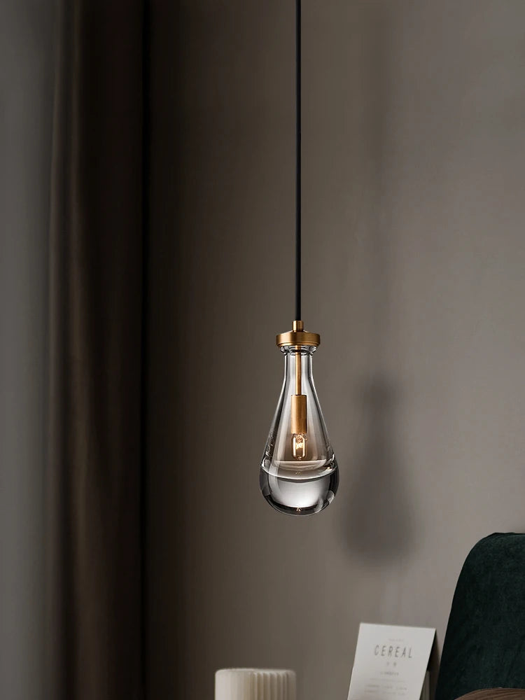lustre moderne simple en verre de cuivre de luxe à tête unique - vue 5 sur 7