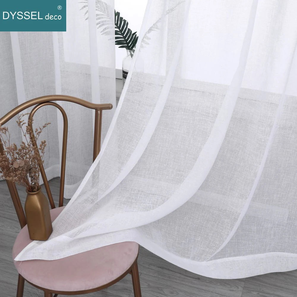 Voilage tulle léger rayé style moderne salon chambre - vue 5 sur 6