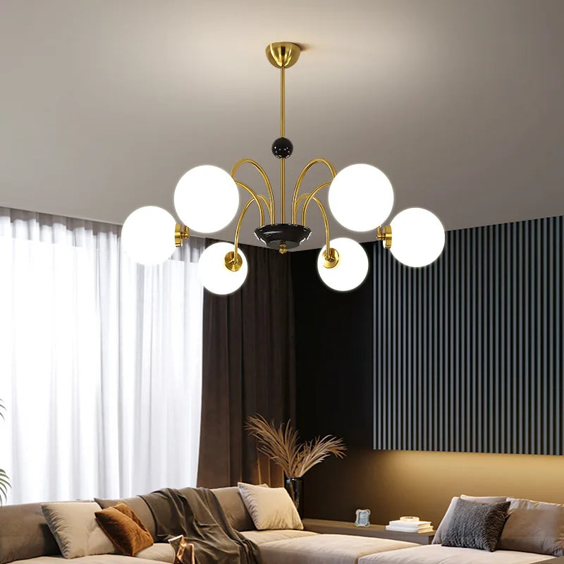 lustre nordique américain en verre led suspendu décoratif - vue 4 sur 13