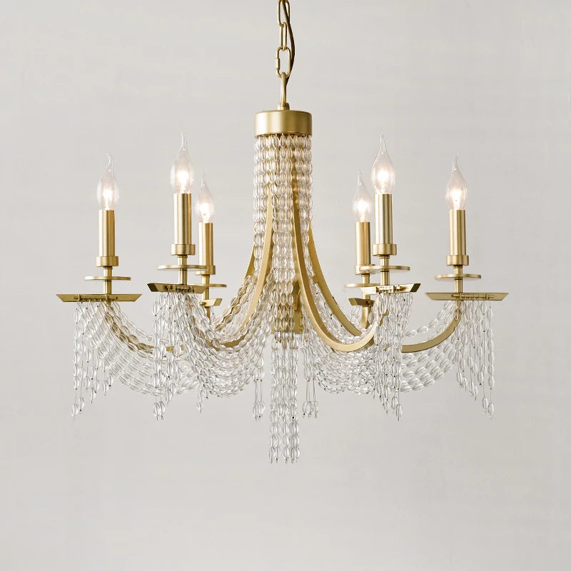 Modern nordic crystal chandelier with gold minimalist 6-ring design - vue 6 sur 9