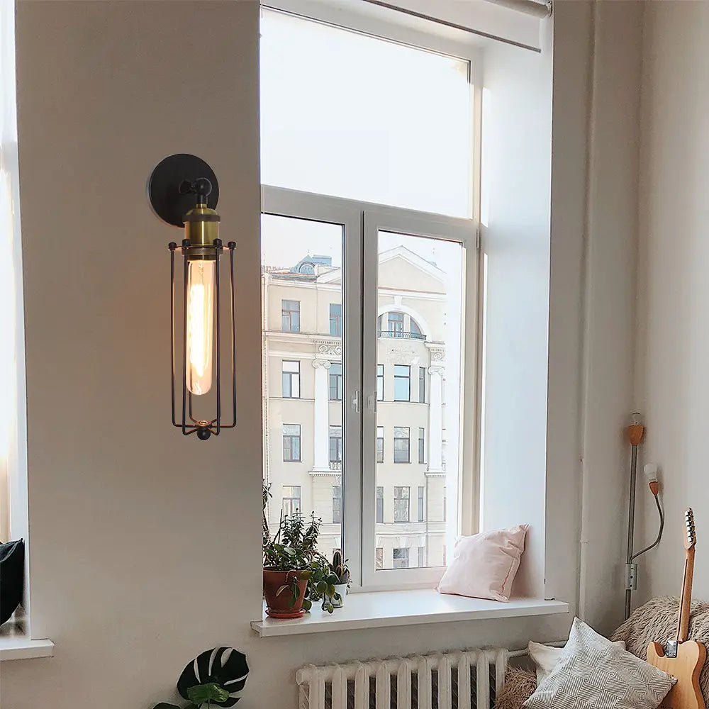 Vintage industriel applique murale LED lumière rétro Loft appliques E27 fer abat-jour Cage garde applique lumières intérieures éclairage Wandlamp - vue 4 sur 6