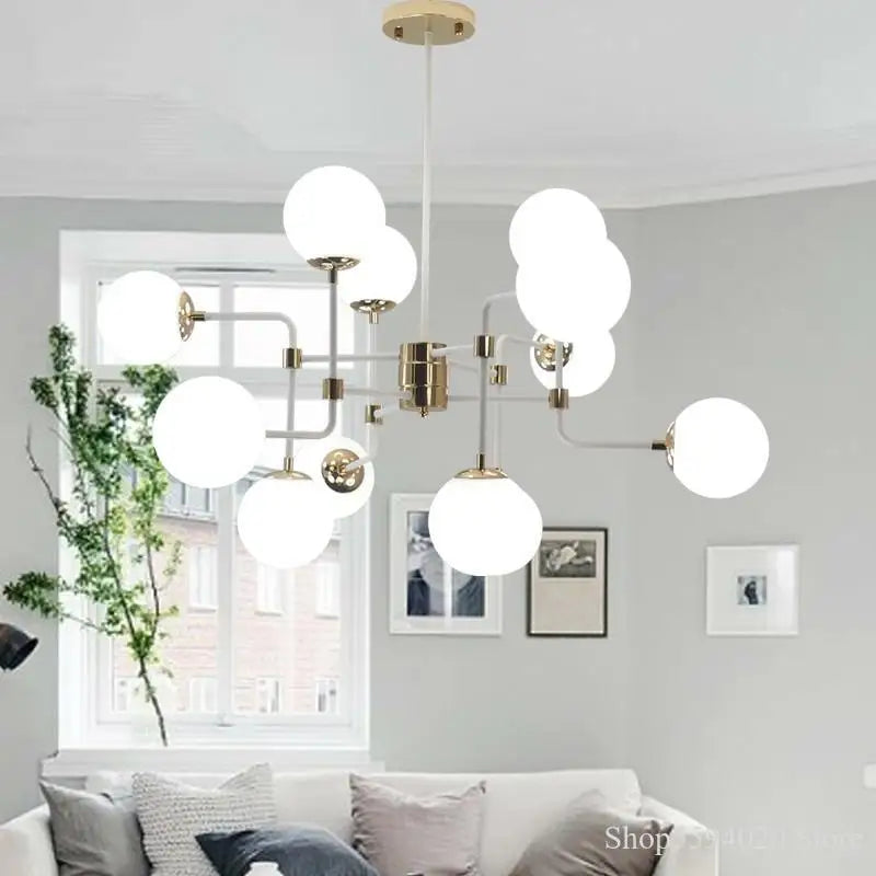 Nordique créatif magique haricot boule de verre Lustre salle à manger salon lampe suspendue décor moderne Hall Lustre lampes suspendues - vue 4 sur 6