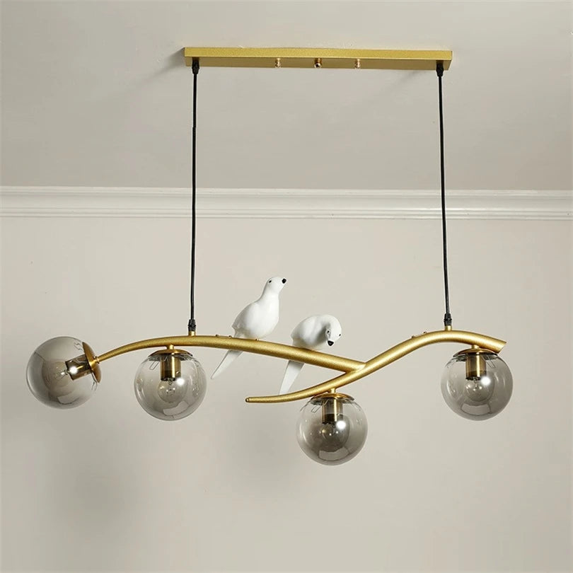 lampe d'oiseau nordique lustre moderne en verre led - vue 3 sur 14