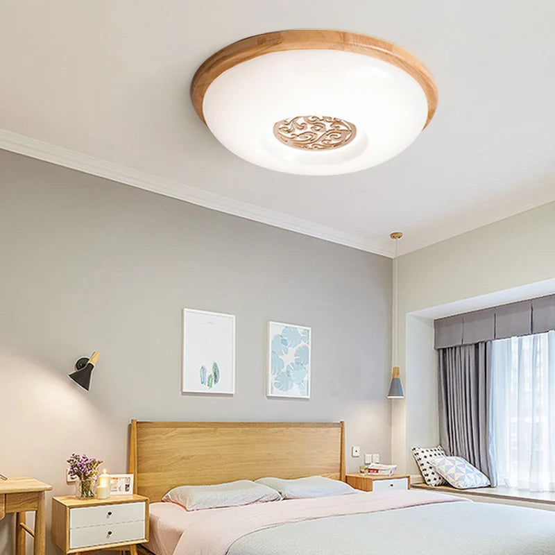 plafonnier led en bois massif avec luminosité variable pour intérieur - vue 4 sur 9
