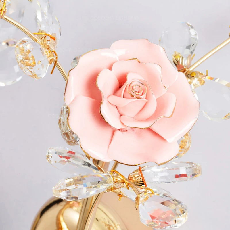 applique murale dorée en cristal et céramique à fleurs de luxe - vue 8 sur 7