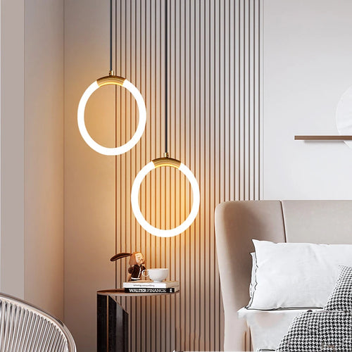 Nordique créatif suspension LED lumière 360 ° lueur chambre chevet Art lustre postmoderne suspension lampe de luxe - vue 7 sur 24