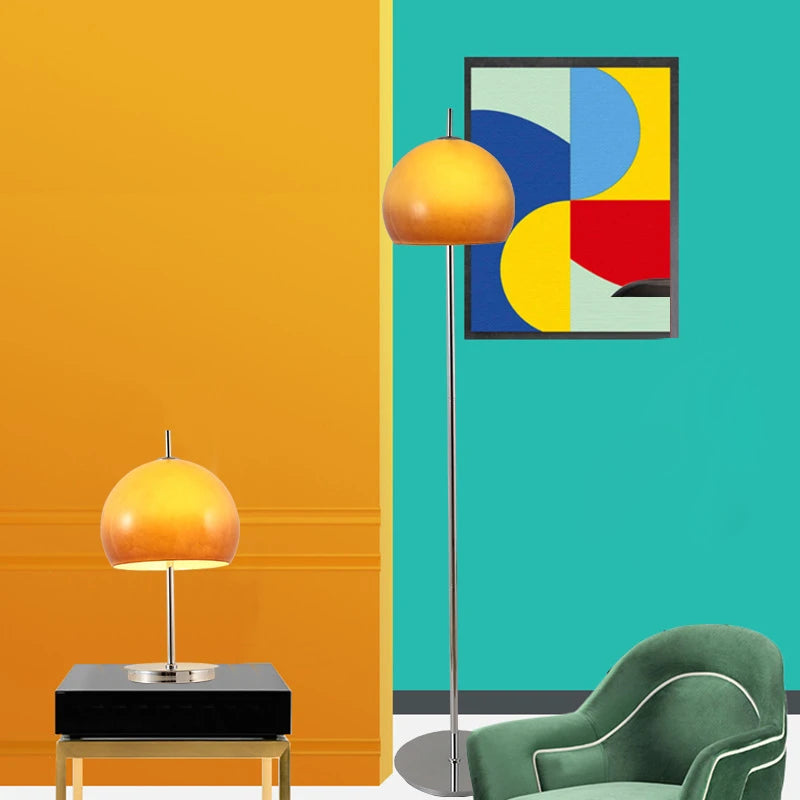 lampadaire nordique rétro contemporain avec abat-jour champignon - vue 4 sur 10