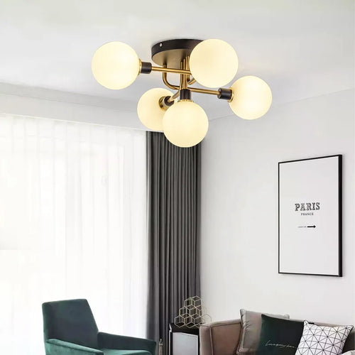 lustre moderne gris fumée verre maison intérieur - vue 4 sur 17