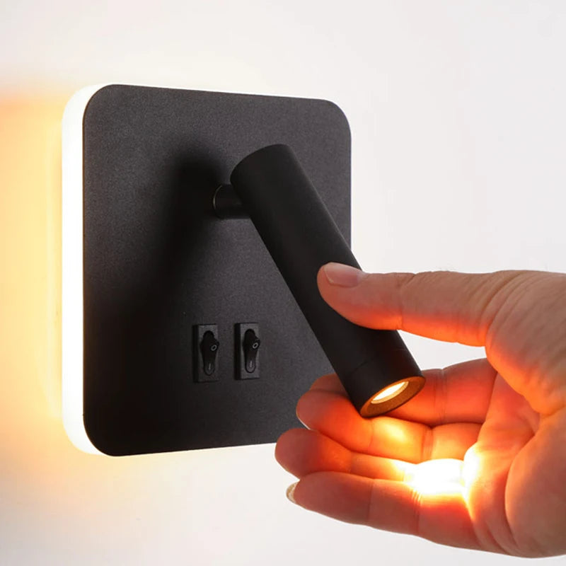 applique murale noir et blanc Led minimaliste lampe de chevet chambre hôtel avec interrupteur de projecteur Applique murale déco pour la maison - vue 3 sur 14