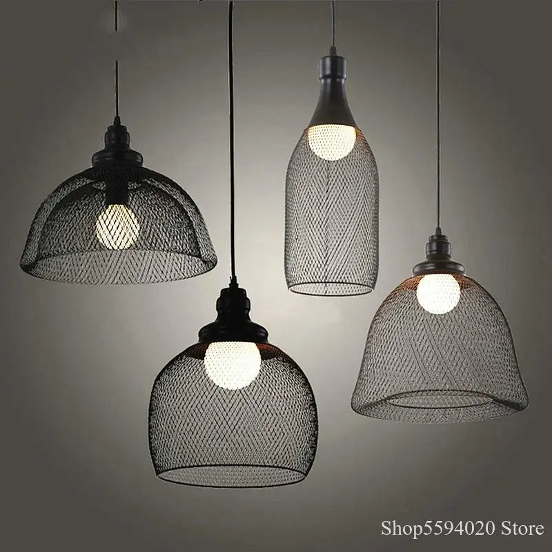 lustre cage à oiseaux style loft rétro en fer créatif minimaliste - vue 4 sur 18