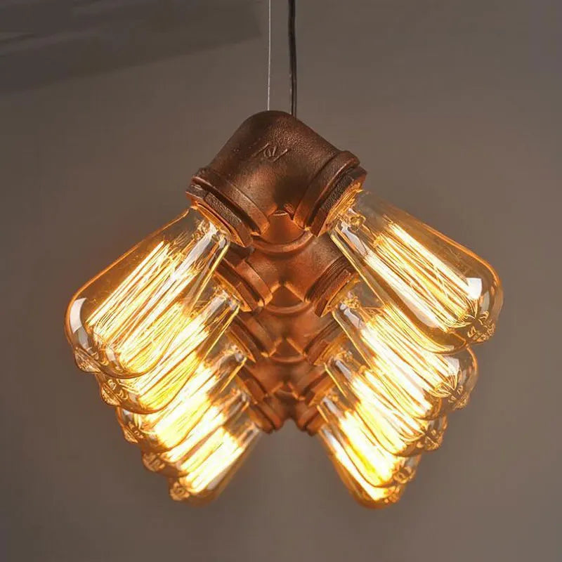 Lustre à vent industriel rétro américain à 10 têtes - vue 6 sur 10