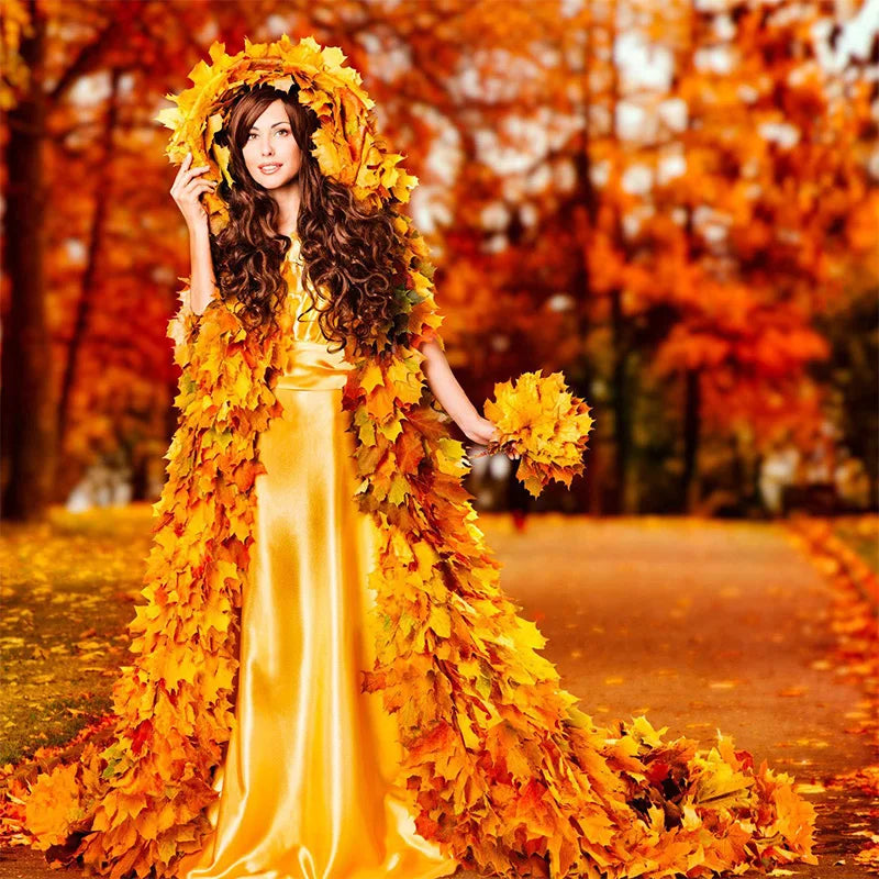 lot de 100 feuilles d'érable artificielles pour décorations festives - vue 11 sur 16