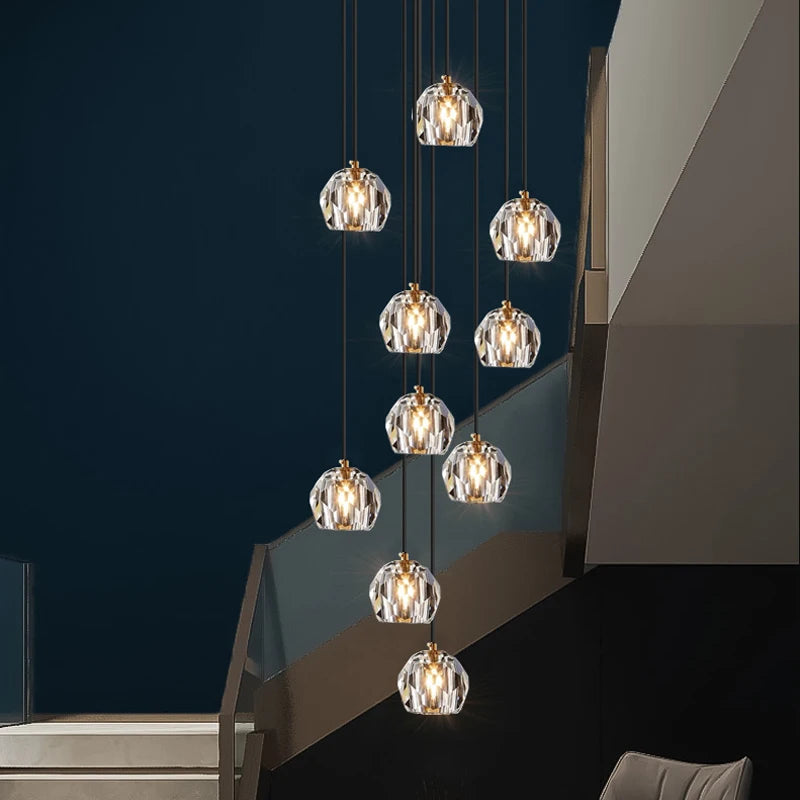 lustre contemporain en cristal pour restaurant café et bar - vue 2 sur 11