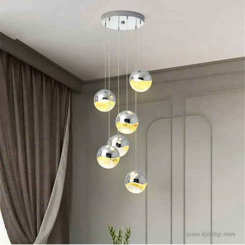 Modern glass pendant light for minimalist interior decor - vue 3 sur 9
