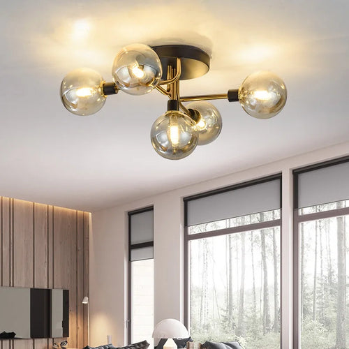 lustre moderne gris fumée verre maison intérieur - vue 3 sur 17