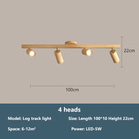 Nordic LED track spotlights wooden ceiling light for living room, wall, aisle, bar or clothing store - E27