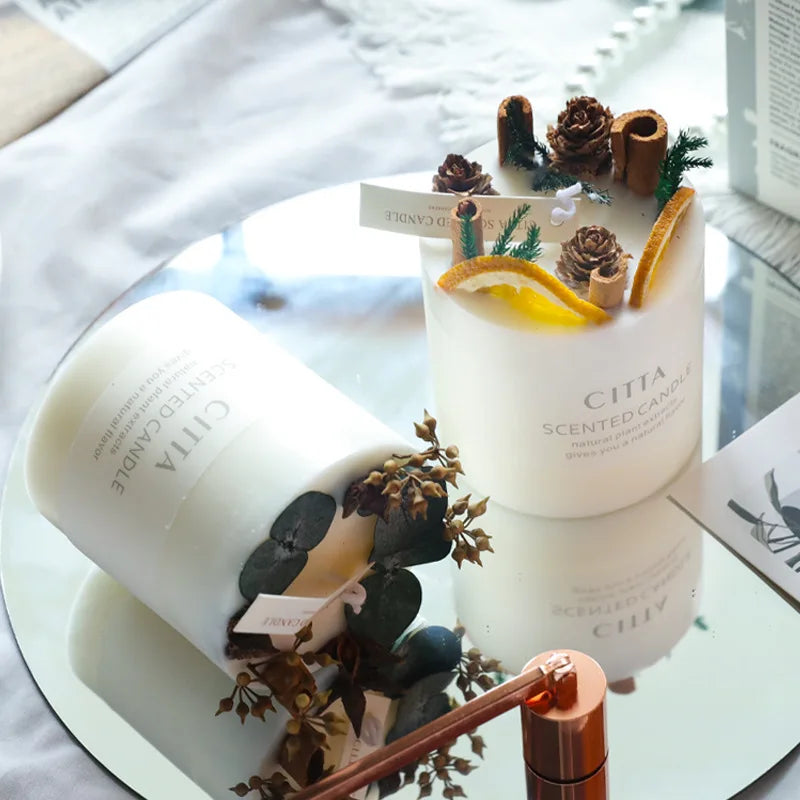bougies parfumées romantiques aux fleurs séchées pour intérieur - vue 4 sur 11