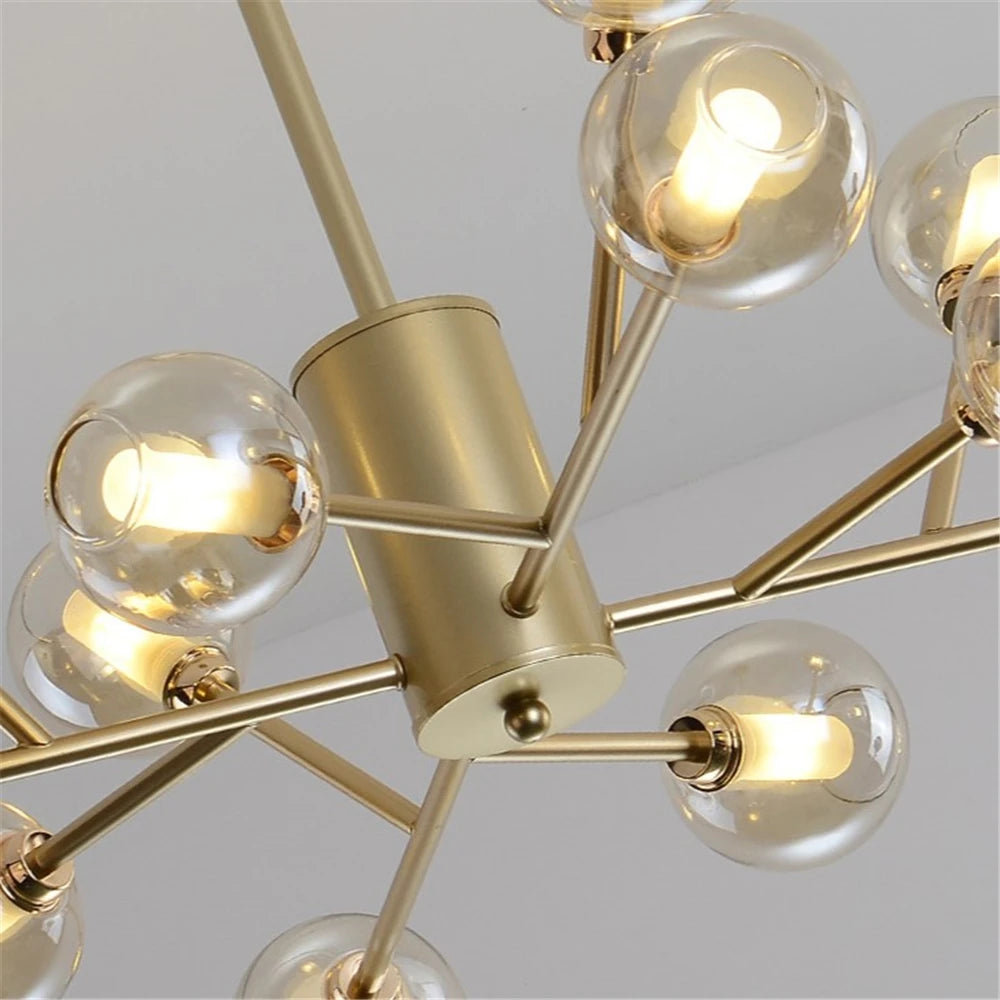 Lustre Nordique LED Salon Chambre Cuisine Boule de Verre moléculaire - vue 7 sur 16