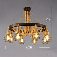 Vintage hemp rope pendant light for restaurant, café and bar