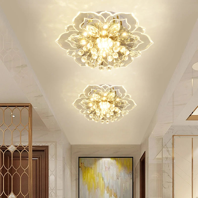 plafonnier en cristal fleurs lustre éclairage intérieur - vue 4 sur 11