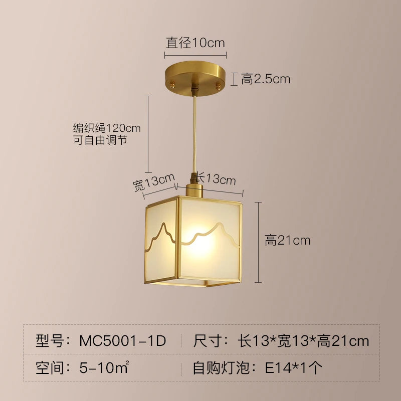 plafonnier en cuivre style chinois moderne pour café bar - vue 6 sur 6