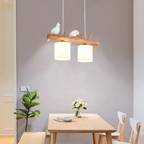 Nordique En Bois Massif PENDENTIF LED Lumière Salle à manger Plafond Lustre Chambre Salon Cuisine Éclairage Intérieur Luminaire - vue 3 sur 8