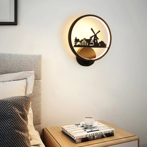 Modern minimalist round nordic LED wall light for weddings and children's room - vue 2 sur 14