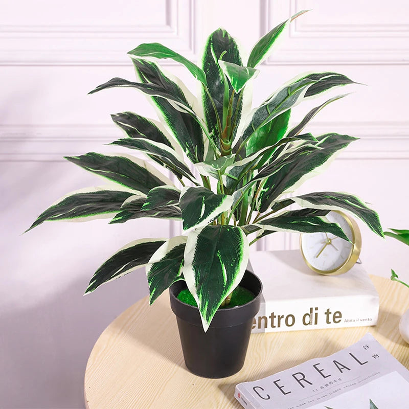 bouquet de plantes artificielles monstera tropicales pour décoration intérieure - vue 8 sur 9