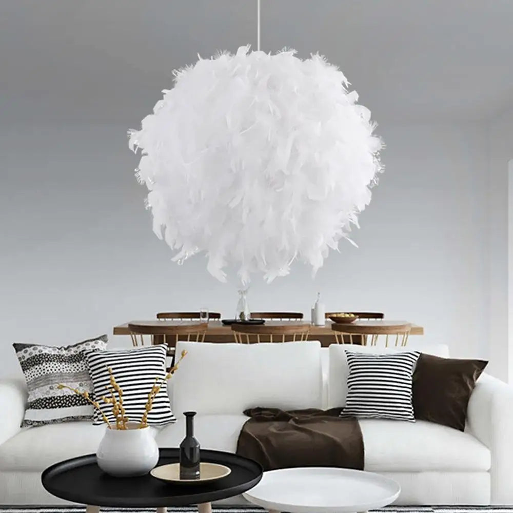 Modern nordic feather LED pendant lamp vintage loft chandelier for dining room kitchen home - vue 6 sur 7