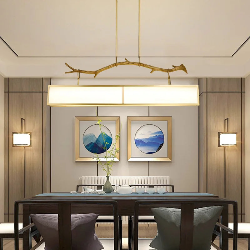 lustre moderne en cuivre design branche d'arbre décoratif intérieur - vue 7 sur 7