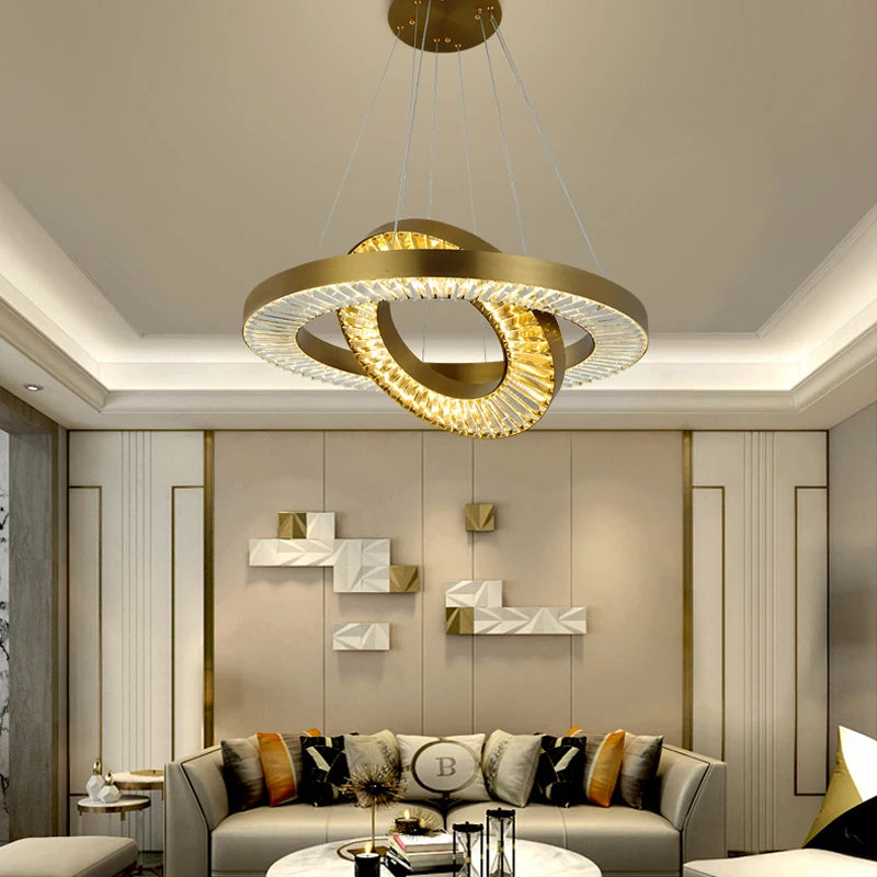 lustre en cristal de luxe style nordique moderne - vue 5 sur 12