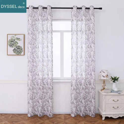 Voilage moderne imprimé floral style européen salon chambre - vue 3 sur 8