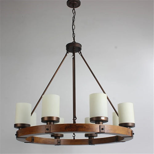 lustre rétro en bois massif et fer pour villa café musée