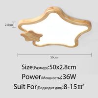 Minimalist star wooden decorative ceiling light