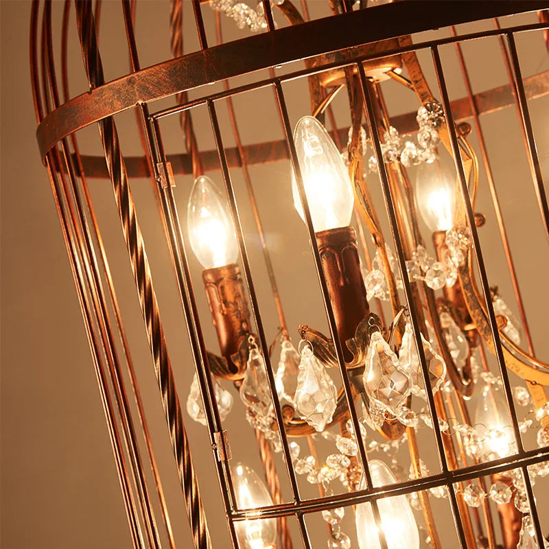 lustre cage oiseau en cristal vintage pour bar restaurant - vue 7 sur 7