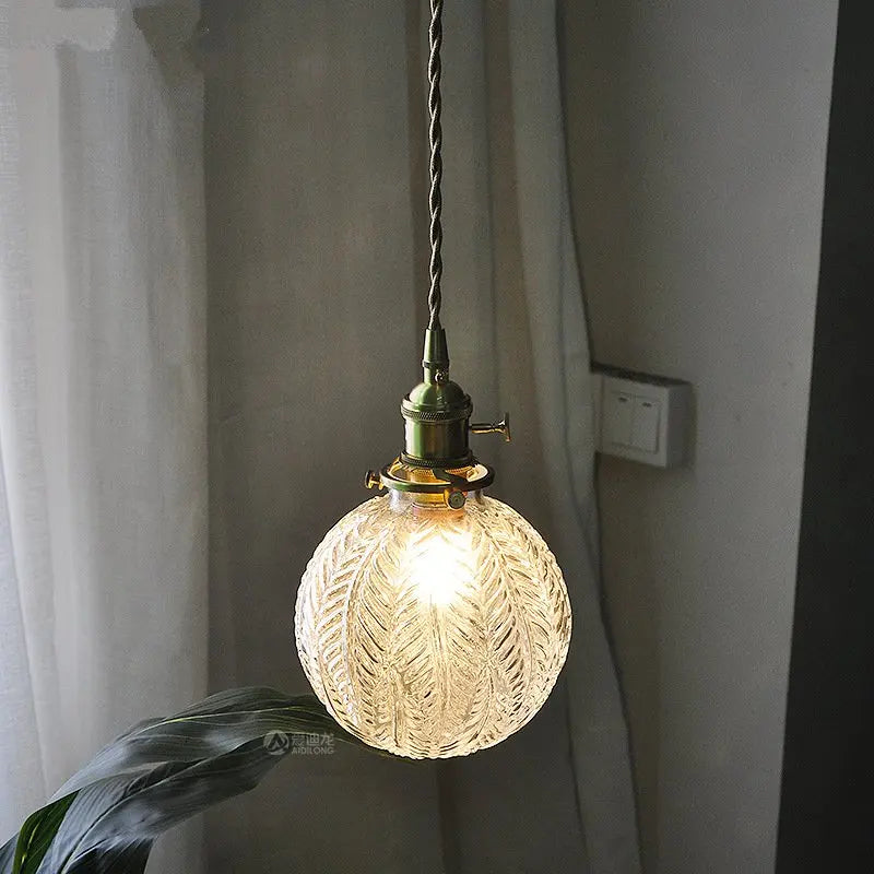 suspension rétro en verre et cuivre style nordique décoratif - vue 4 sur 7
