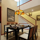 lustre en verre floral style tiffany pour restaurant et bar
