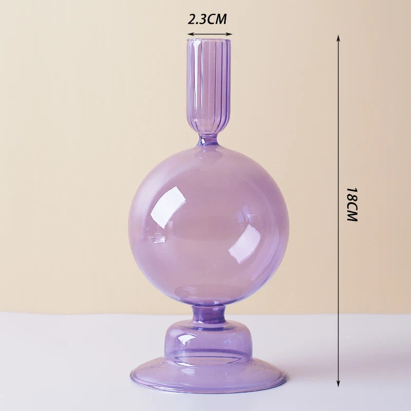 Nordic Glass candle holders, romantic Dinner home decoration, candlestick for birthday wedding, candle holder portavelas decor - vue 31 sur 31