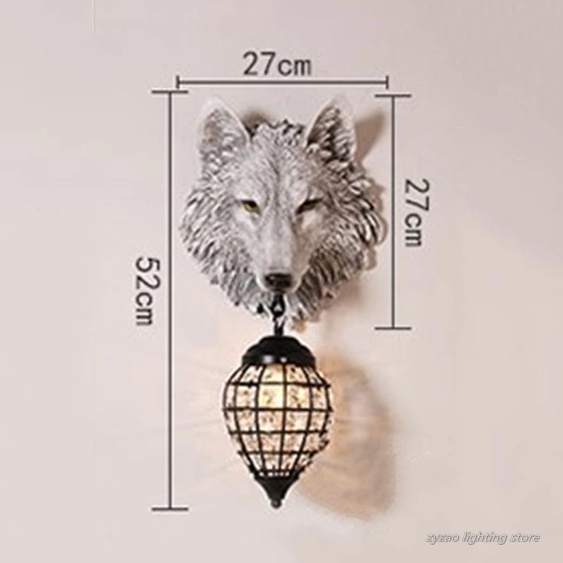 applique murale en résine tête de loup pour décoration intérieure - vue 6 sur 7